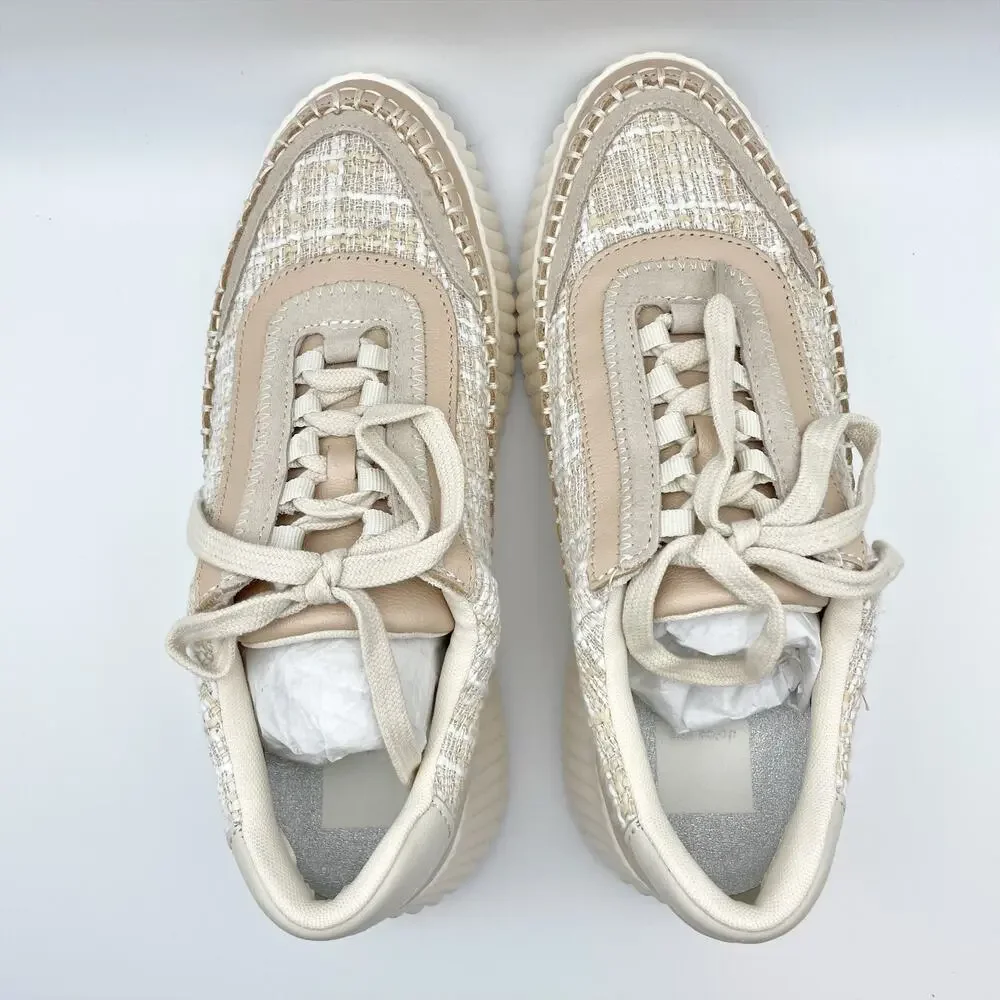 Dolce Vita Womens Dolen Sneaker US 8.5 Ivory Tan Leather Lace-Up Closure NIB - Picture 10 of 12